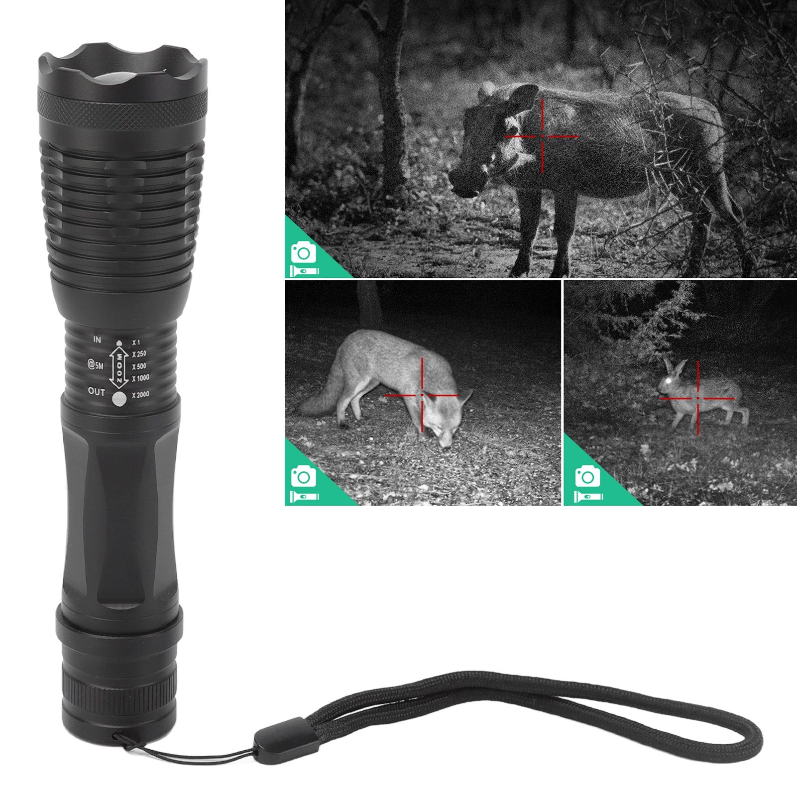 IR Flashlight Aluminum Alloy 850nm Portable Night Vision Zoom Flashlight Fit view 12