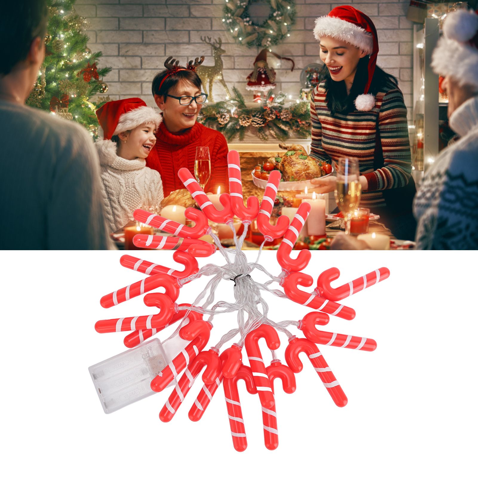9.8ft 20LED Christmas Candy Cane String Lights J Shape LED String Lights for view 11