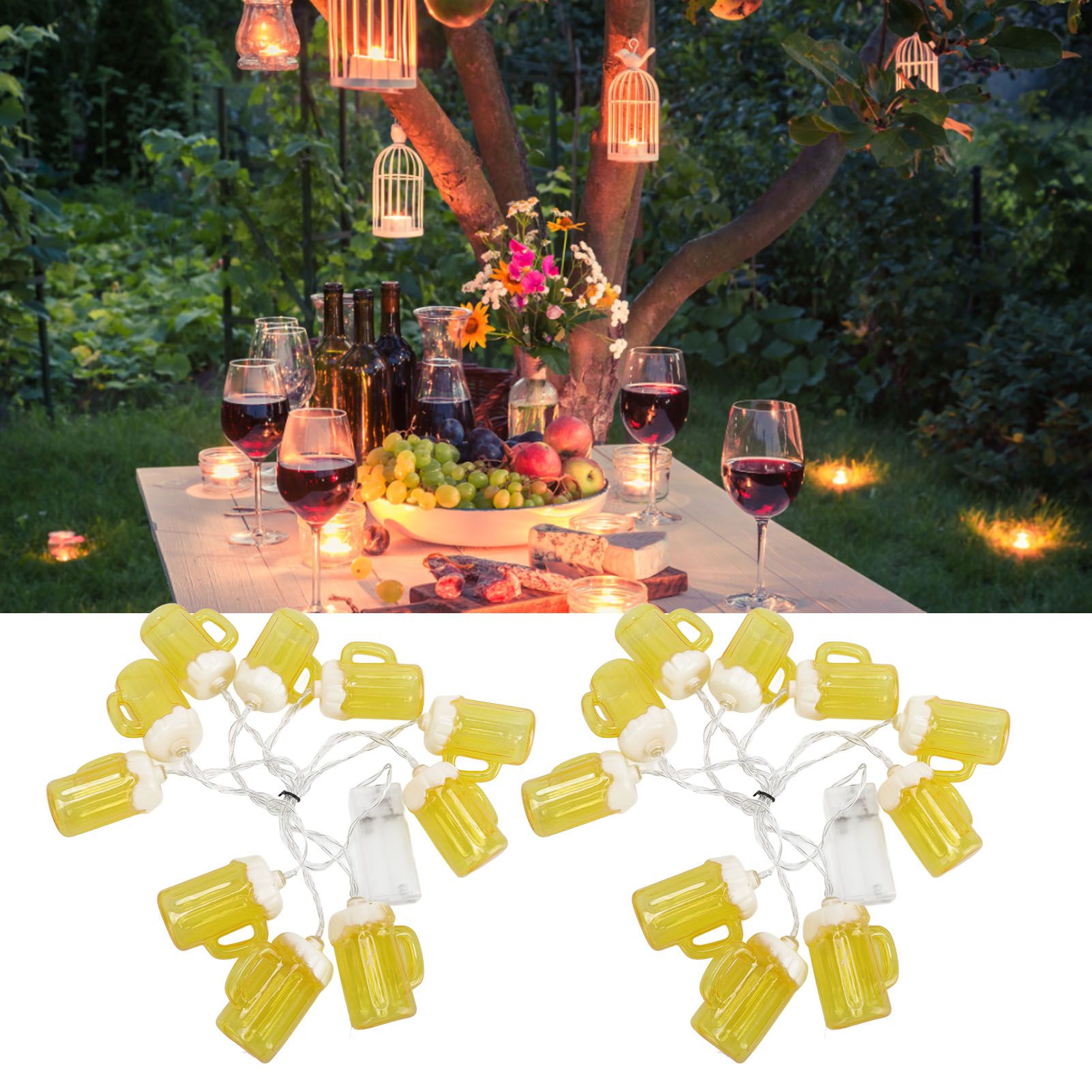 2pcs Beer String Lights 6.5ft 10LED Holiday Party Decorative String Lights for view 11