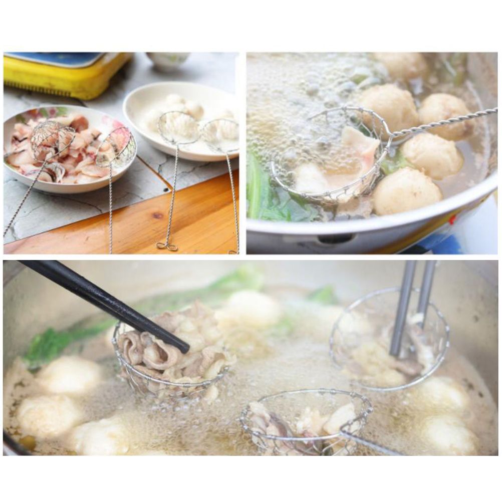 Fondue Sieve Stainless Steel Fondue Strainer with Long Handle Kitchen Colander view 6