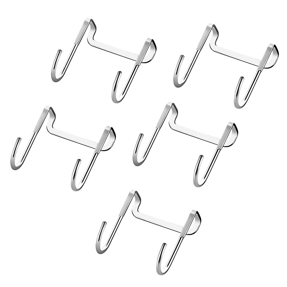 5pcs 304 Stainless Steel Cupboard Drawer Dual Hook Cabinet Hanger Towel Hooks