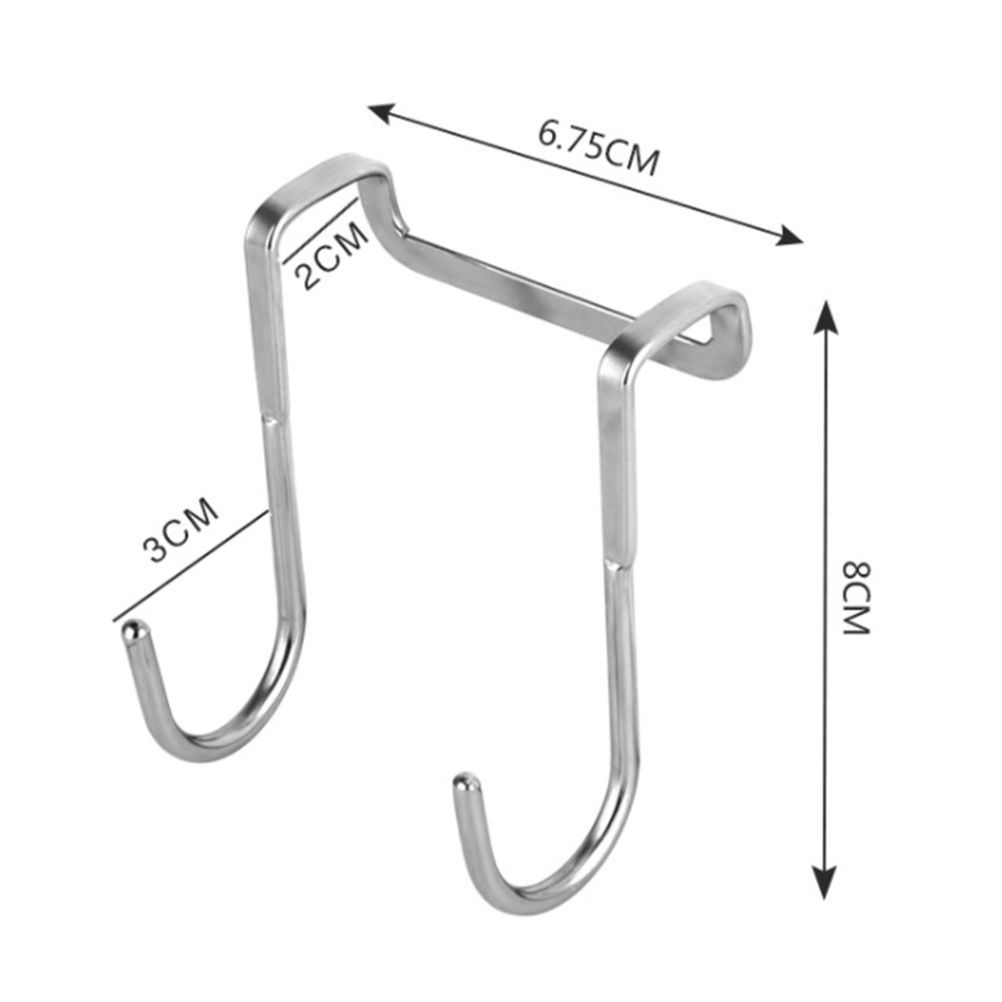 5pcs 304 Stainless Steel Cupboard Drawer Dual Hook Cabinet Hanger Towel Hooks view 3
