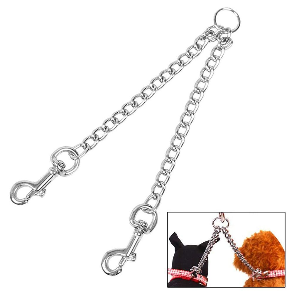 1 pcs Pets Double Head Dog Leash Aluminum Alloy Twin Lead Traction Belt Pets