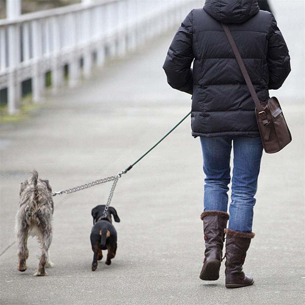 1 pcs Pets Double Head Dog Leash Aluminum Alloy Twin Lead Traction Belt Pets view 6