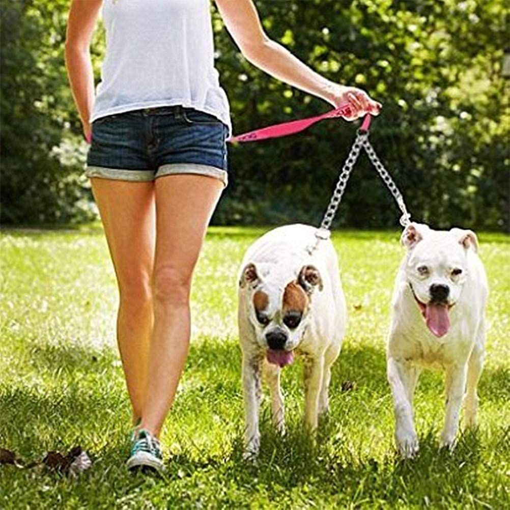 1 pcs Pets Double Head Dog Leash Aluminum Alloy Twin Lead Traction Belt Pets view 7