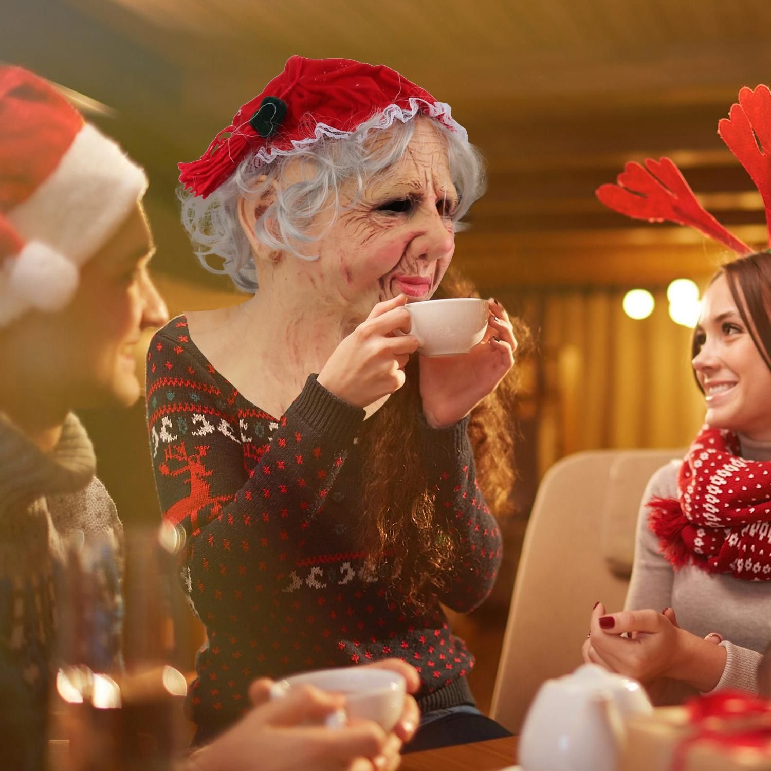 Grandma Christmas Headgear Christmas Headdress Decoration Holiday Soft Latex view 6