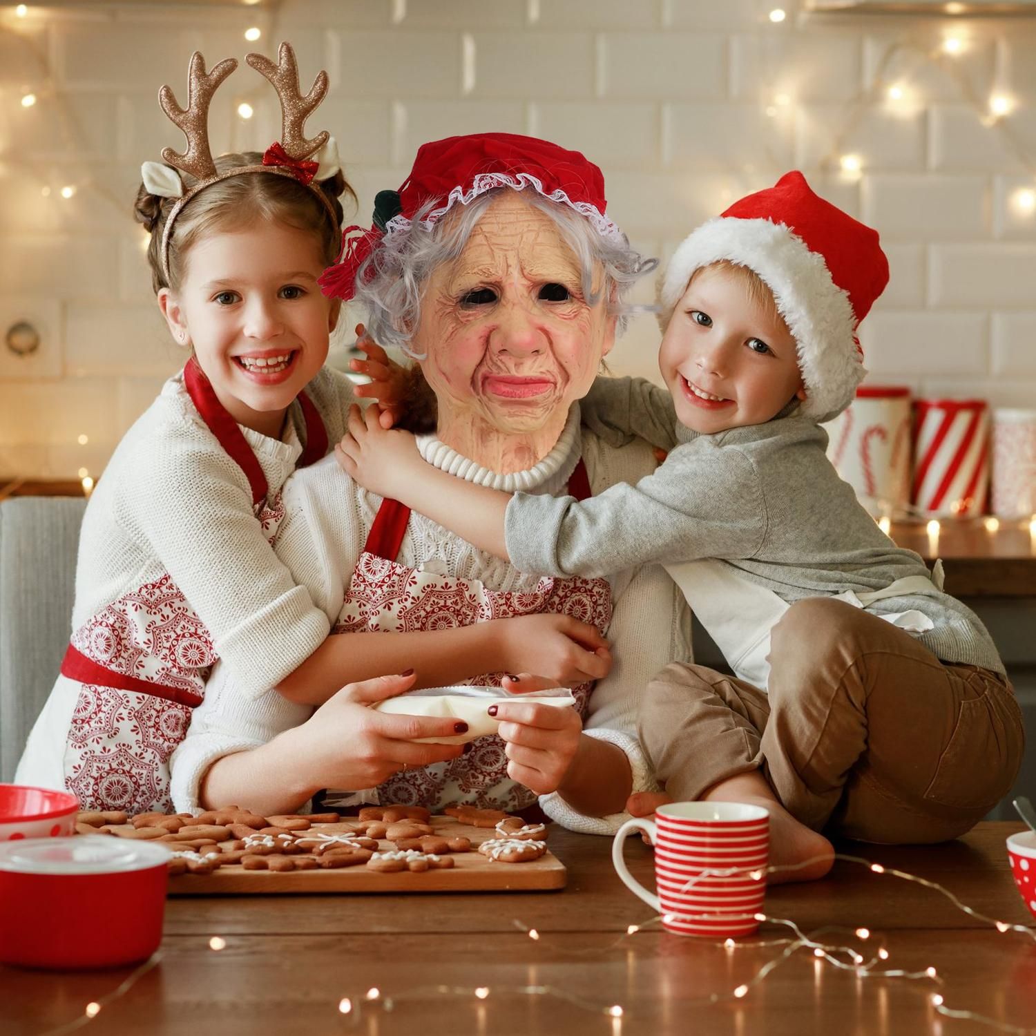 Grandma Christmas Headgear Christmas Headdress Decoration Holiday Soft Latex view 7