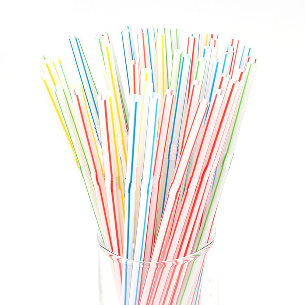 100PCS Disposable Drinking Straws Flexible Plastic Straws Practical Soy Milk