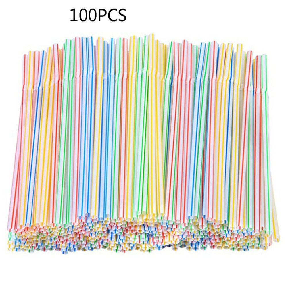 100PCS Disposable Drinking Straws Flexible Plastic Straws Practical Soy Milk view 2