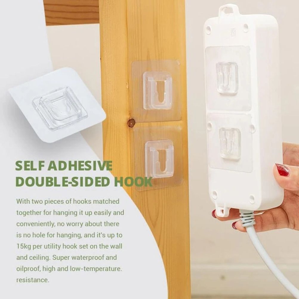 10PCS Double Sided Adhesive Wall Hooks Seamless Hook for Bathroom Kitchen Sockets view 6
