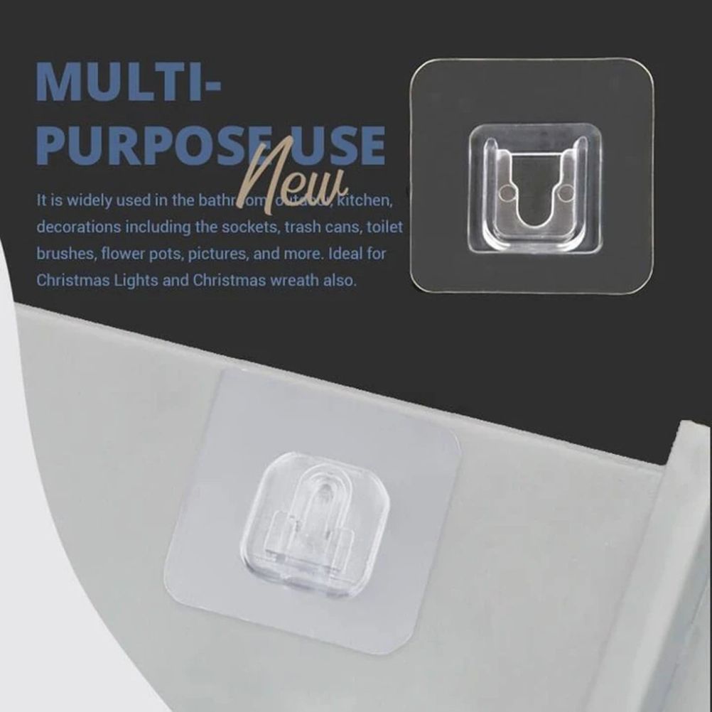 10PCS Double Sided Adhesive Wall Hooks Seamless Hook for Bathroom Kitchen Sockets view 8