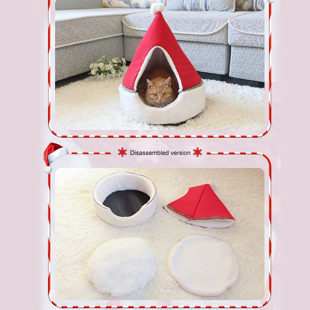 Cat Tent Cave Bed Christmas Tree Cat House Bed Comfortable Triangle Cat Bed view 4