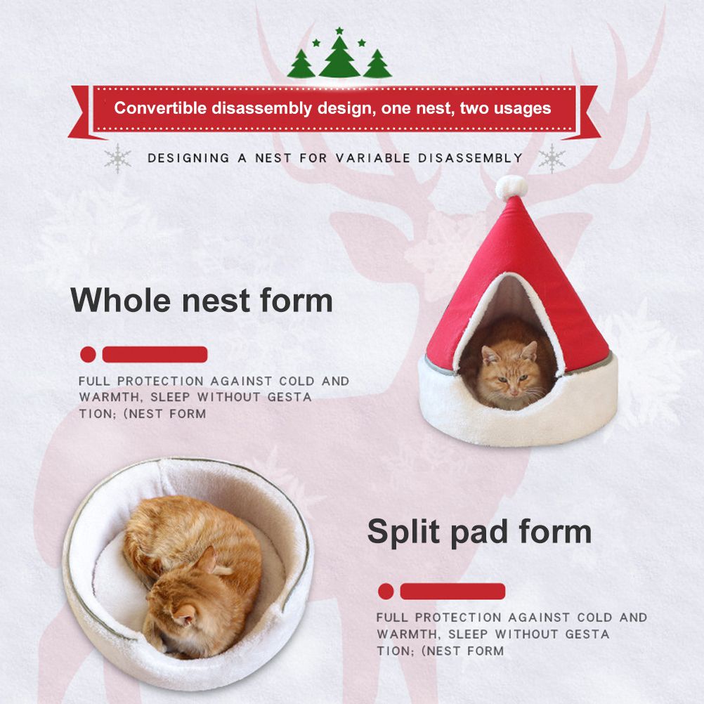 Cat Tent Cave Bed Christmas Tree Cat House Bed Comfortable Triangle Cat Bed view 5