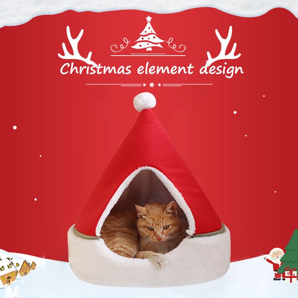 Cat Tent Cave Bed Christmas Tree Cat House Bed Comfortable Triangle Cat Bed view 6