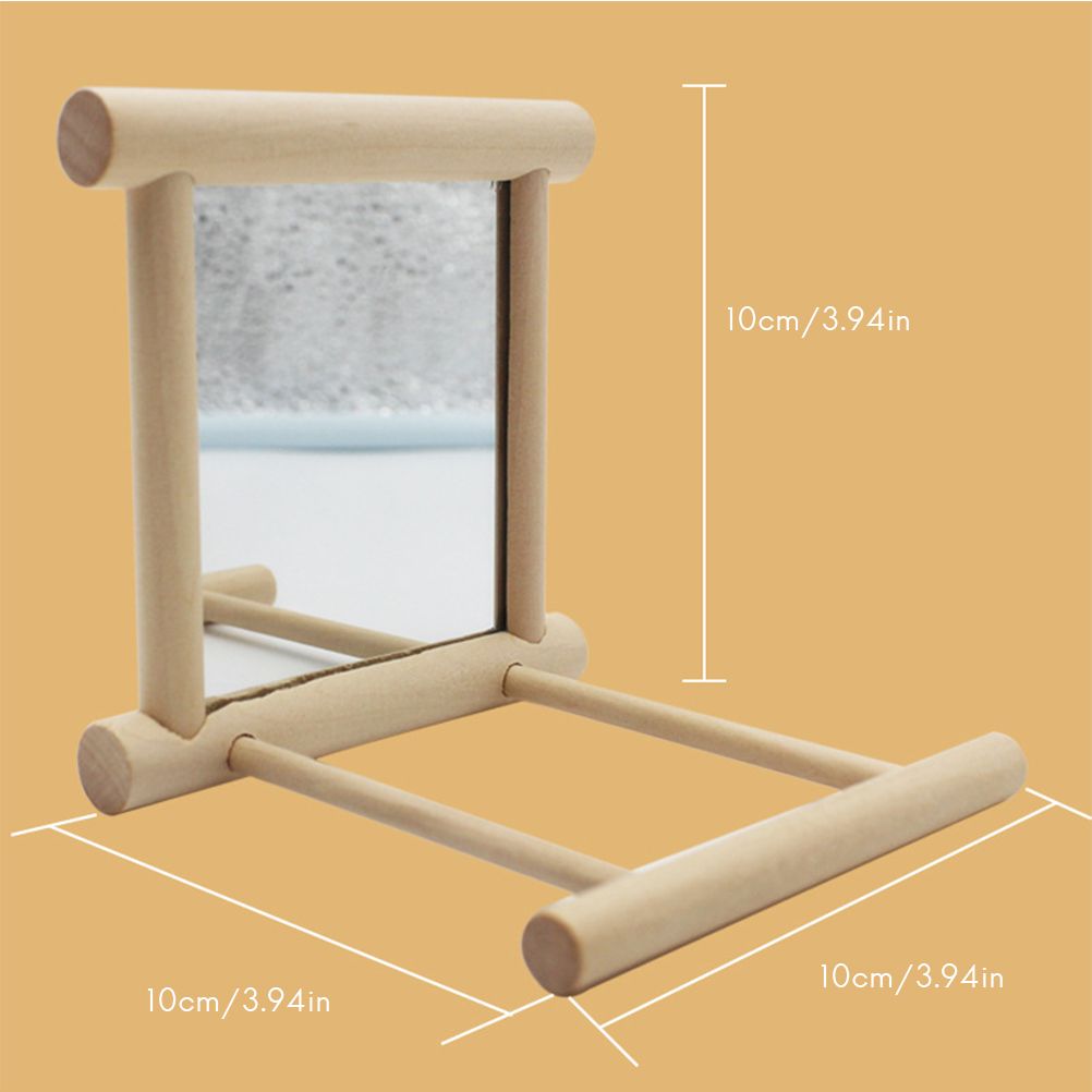 Stand Perch with Mirror for Parrot Pet Accessories Wooden Decorations view 2