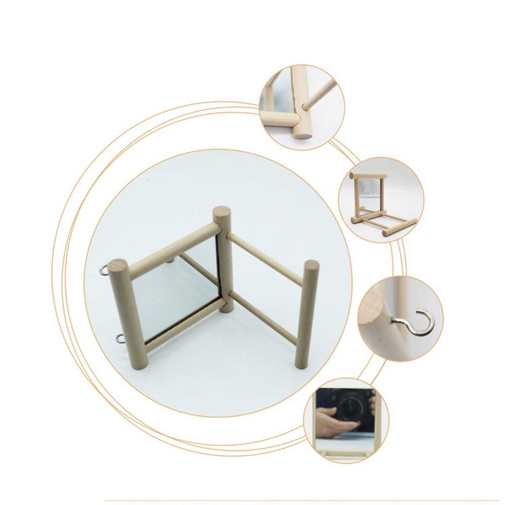 Stand Perch with Mirror for Parrot Pet Accessories Wooden Decorations view 4