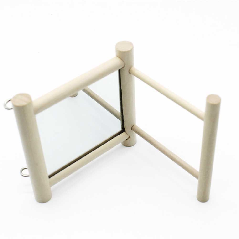 Stand Perch with Mirror for Parrot Pet Accessories Wooden Decorations view 7