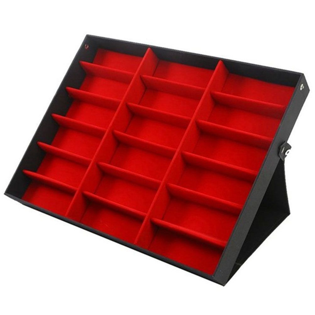 18 Grids PU Leather Eyeglass Glass Display Storage Cases Folding Cover