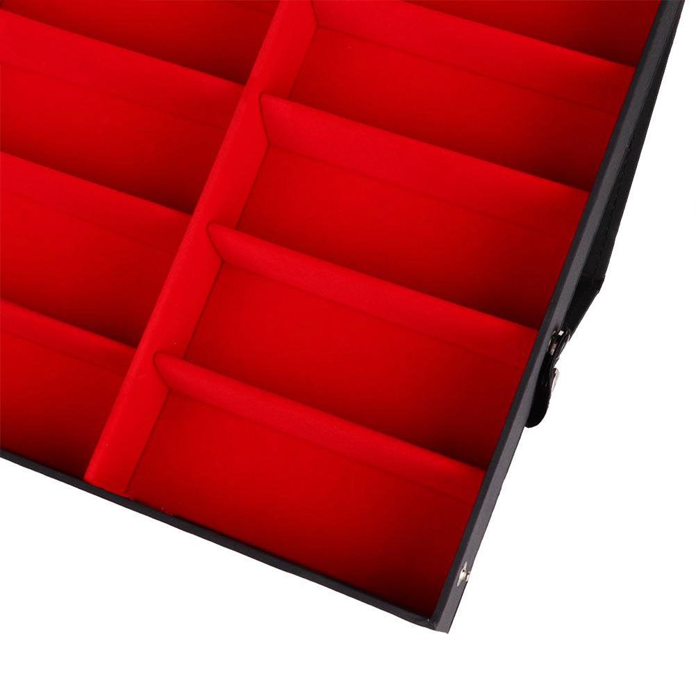 18 Grids PU Leather Eyeglass Glass Display Storage Cases Folding Cover view 2