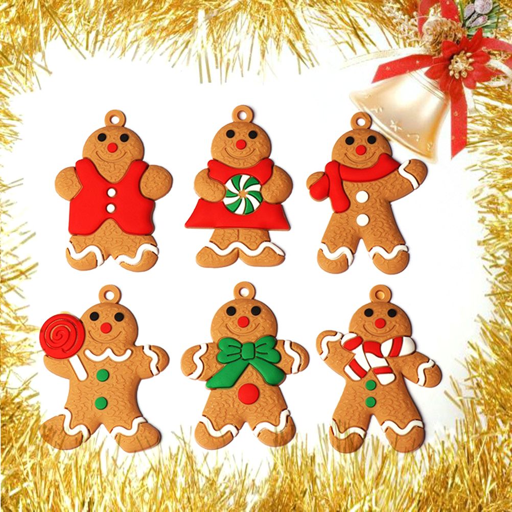6PCS Gingerbread Man Ornaments Traditional Gingerbread Man Doll Hanging view 2