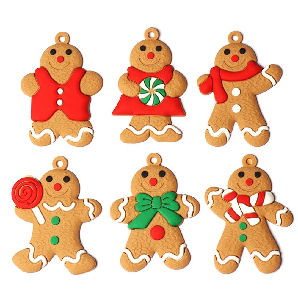 6PCS Gingerbread Man Ornaments Traditional Gingerbread Man Doll Hanging view 4