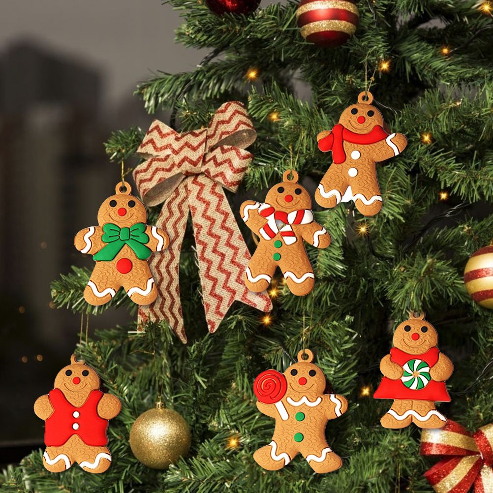 6PCS Gingerbread Man Ornaments Traditional Gingerbread Man Doll Hanging view 8