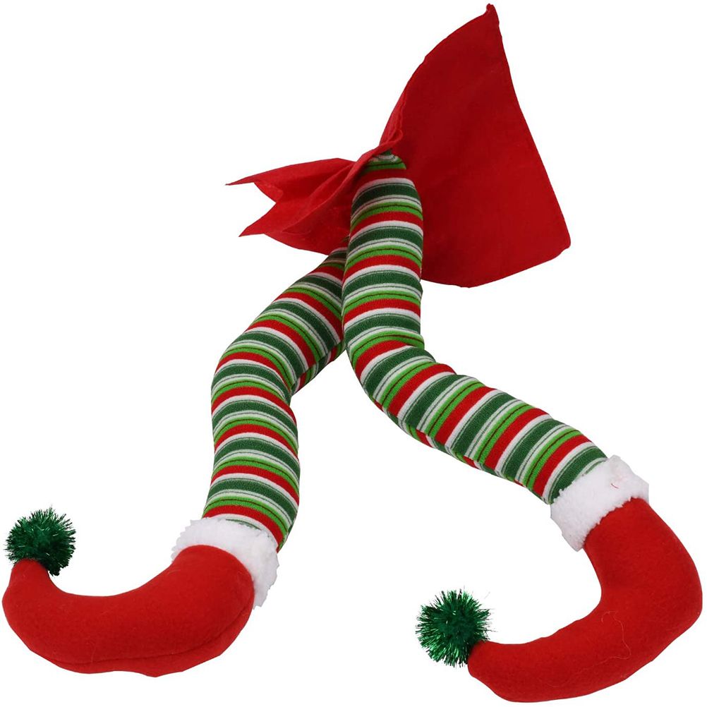 Christmas Santa Elf Legs Plush Stuffed Feet with Shoes Christmas Tree view 2