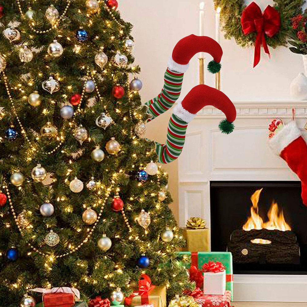 Christmas Santa Elf Legs Plush Stuffed Feet with Shoes Christmas Tree view 5