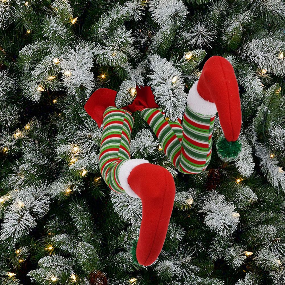 Christmas Santa Elf Legs Plush Stuffed Feet with Shoes Christmas Tree view 6
