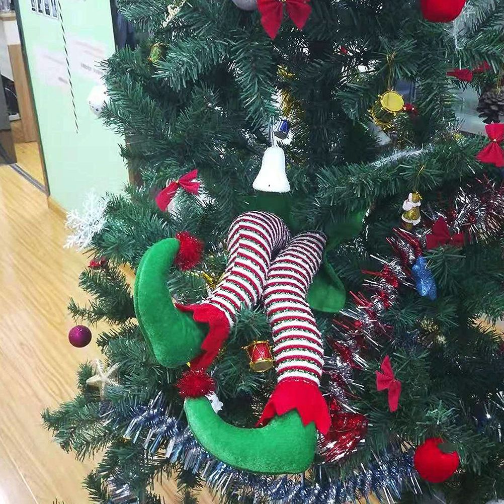 Christmas Santa Elf Legs Plush Stuffed Feet with Shoes Christmas Tree view 5
