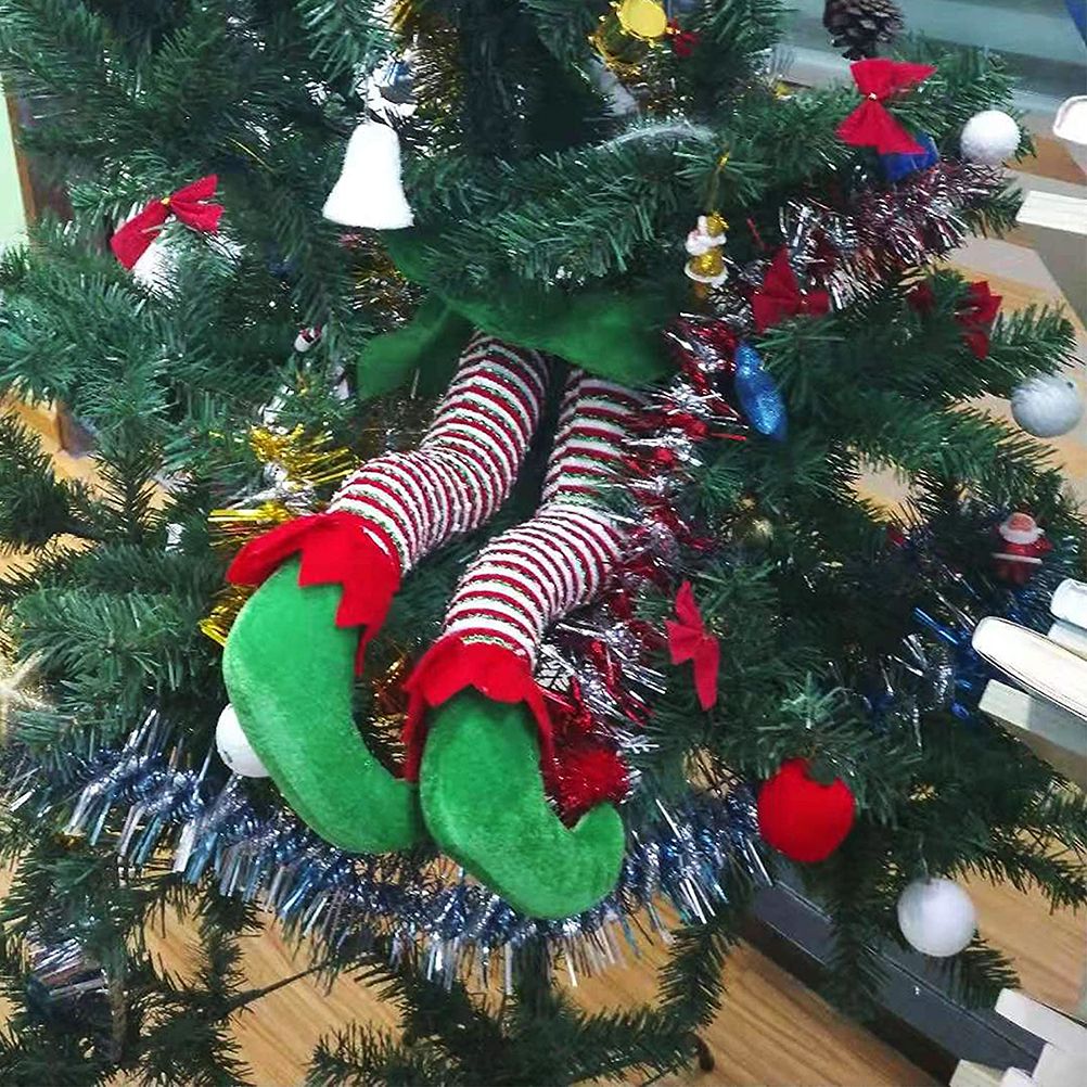 Christmas Santa Elf Legs Plush Stuffed Feet with Shoes Christmas Tree view 6
