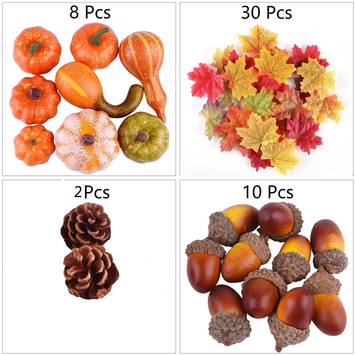 50pcs Halloween Decor Props Artificial Mini Pumpkin Berries Maple Leaf DIY view 3
