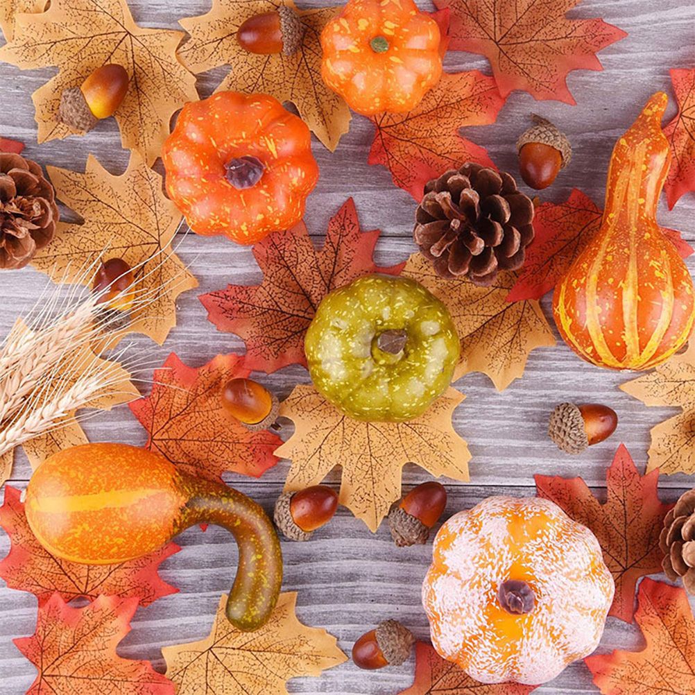 50pcs Halloween Decor Props Artificial Mini Pumpkin Berries Maple Leaf DIY view 7