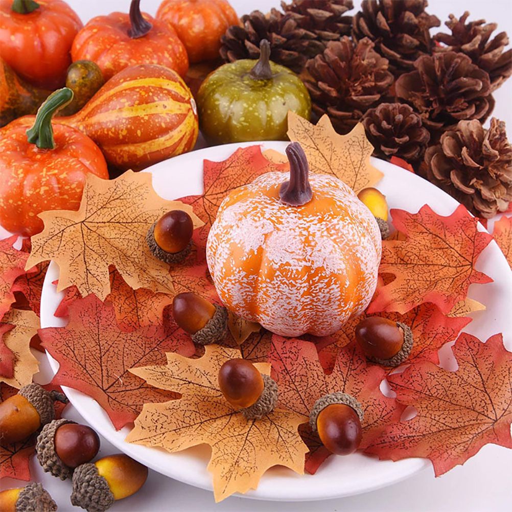 50pcs Halloween Decor Props Artificial Mini Pumpkin Berries Maple Leaf DIY view 8