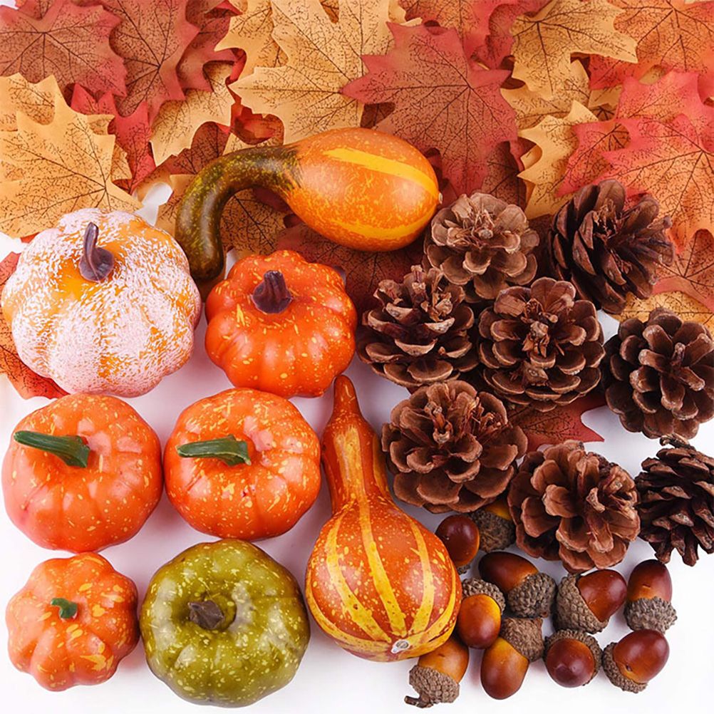 50pcs Halloween Decor Props Artificial Mini Pumpkin Berries Maple Leaf DIY view 9