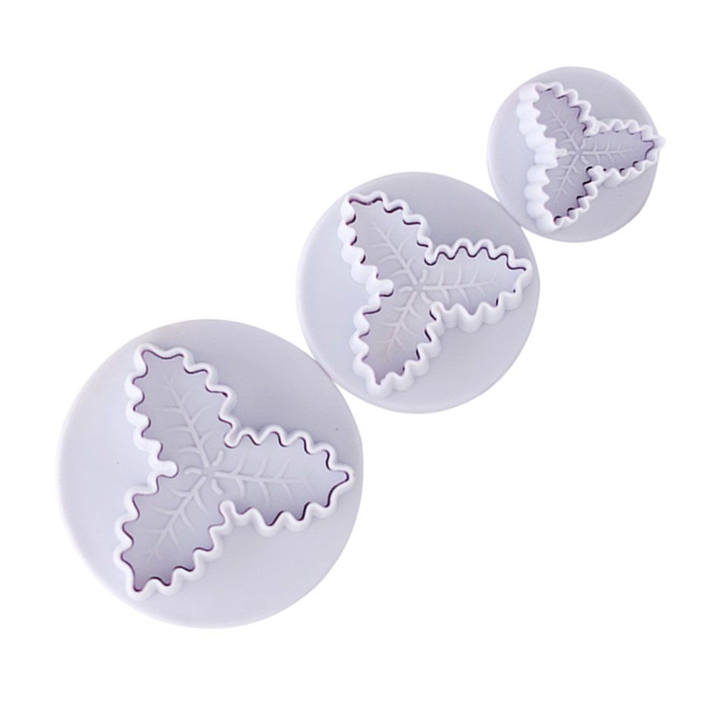 Christmas Holly Leaf Plunger Cutter Holly Leaves Fondant Mold Cutter Christmas view 3