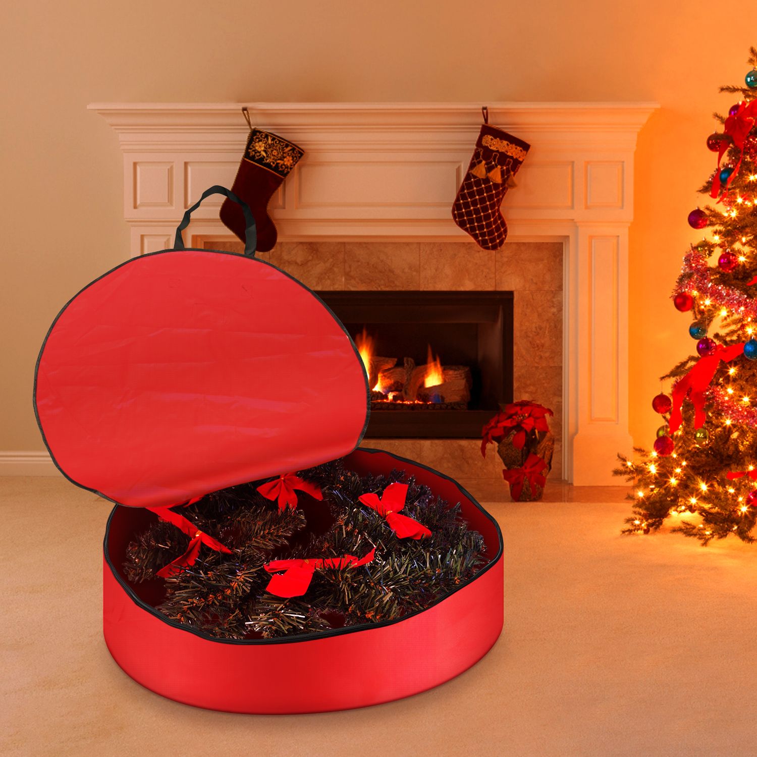 91x20cm Household Christmas Wreath Storage Bag with Handle Waterproof view 3