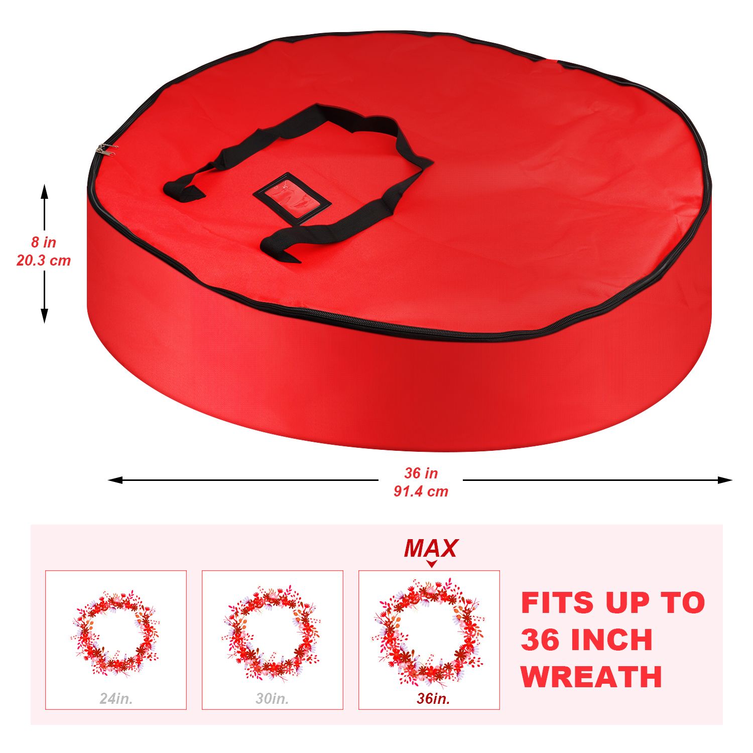91x20cm Household Christmas Wreath Storage Bag with Handle Waterproof view 6