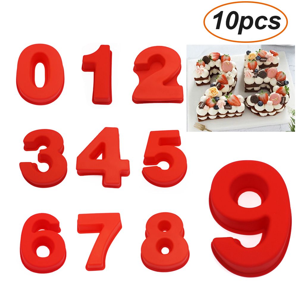 2PCS 10 Inch Silicone Cake Mold 6 and 0 Numbers DIY Silicone Cake Baking Mold