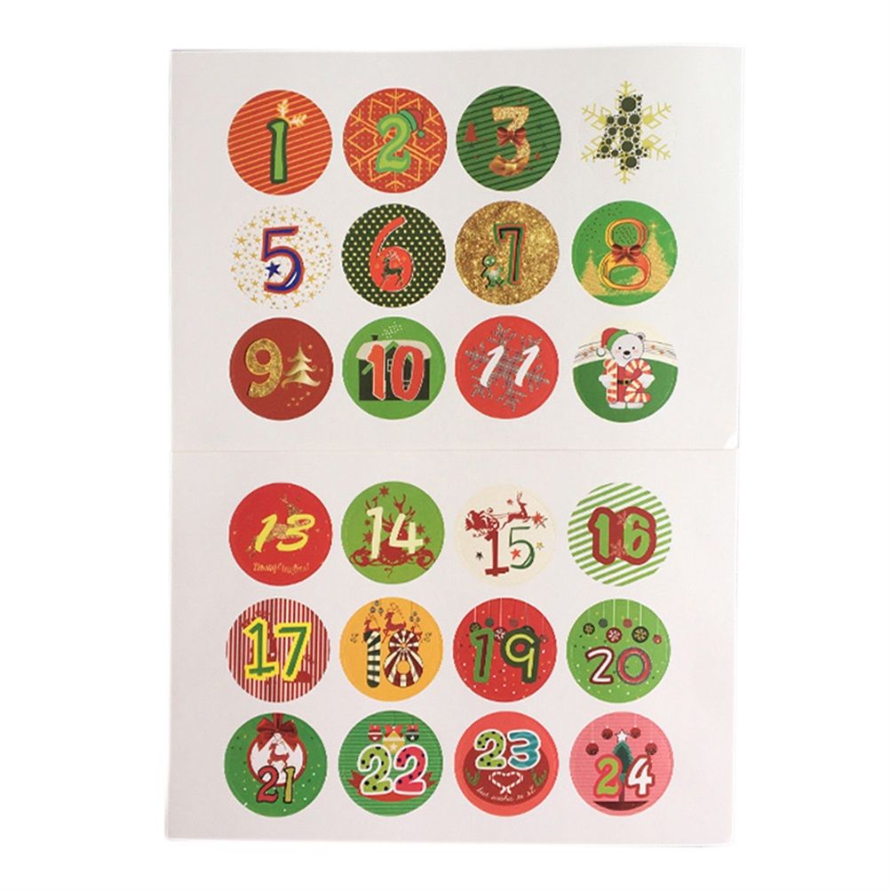 Christmas Advent Number Stickers Christmas Candy Sealing Stickers DIY Gifts view 2
