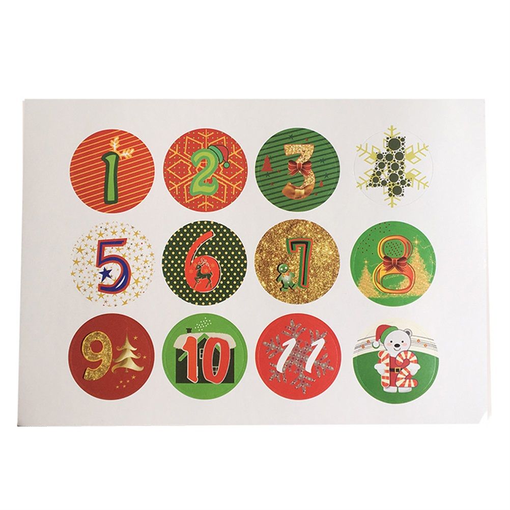 Christmas Advent Number Stickers Christmas Candy Sealing Stickers DIY Gifts view 3