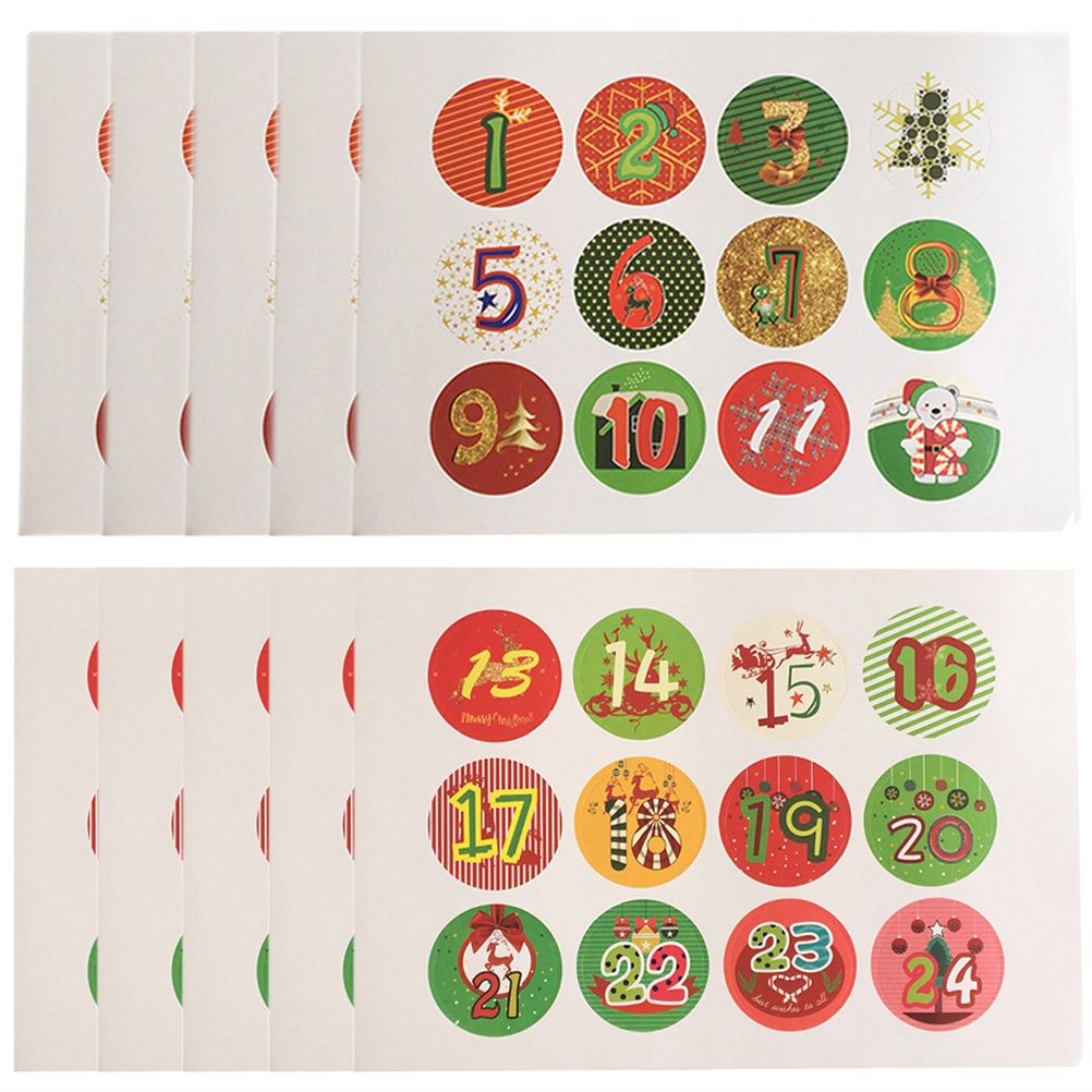 Christmas Advent Number Stickers Christmas Candy Sealing Stickers DIY Gifts view 6