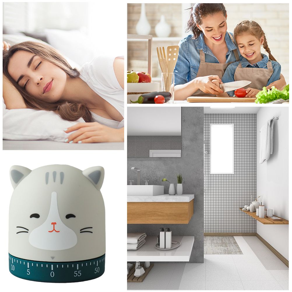Cute Cat Timer Kitchen 60 Minutes Timer 360 Degree Rotating Timer for Baking view 4