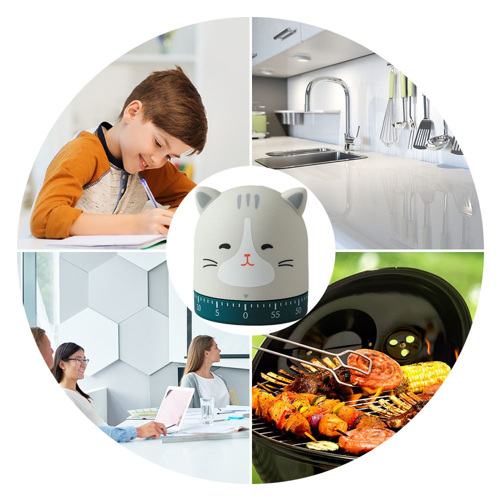 Cute Cat Timer Kitchen 60 Minutes Timer 360 Degree Rotating Timer for Baking view 8