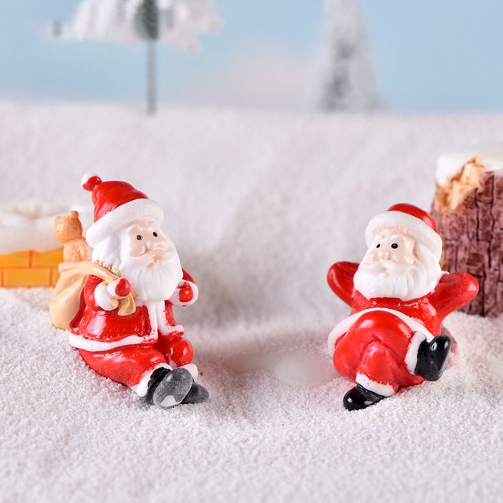 12PCS Christmas Miniature Figurines Santa Claus Tabletop Figurines Resin view 2