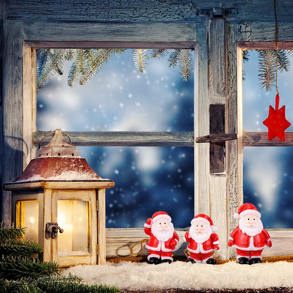 12PCS Christmas Miniature Figurines Santa Claus Tabletop Figurines Resin view 4