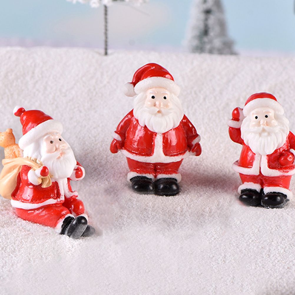 12PCS Christmas Miniature Figurines Santa Claus Tabletop Figurines Resin view 6