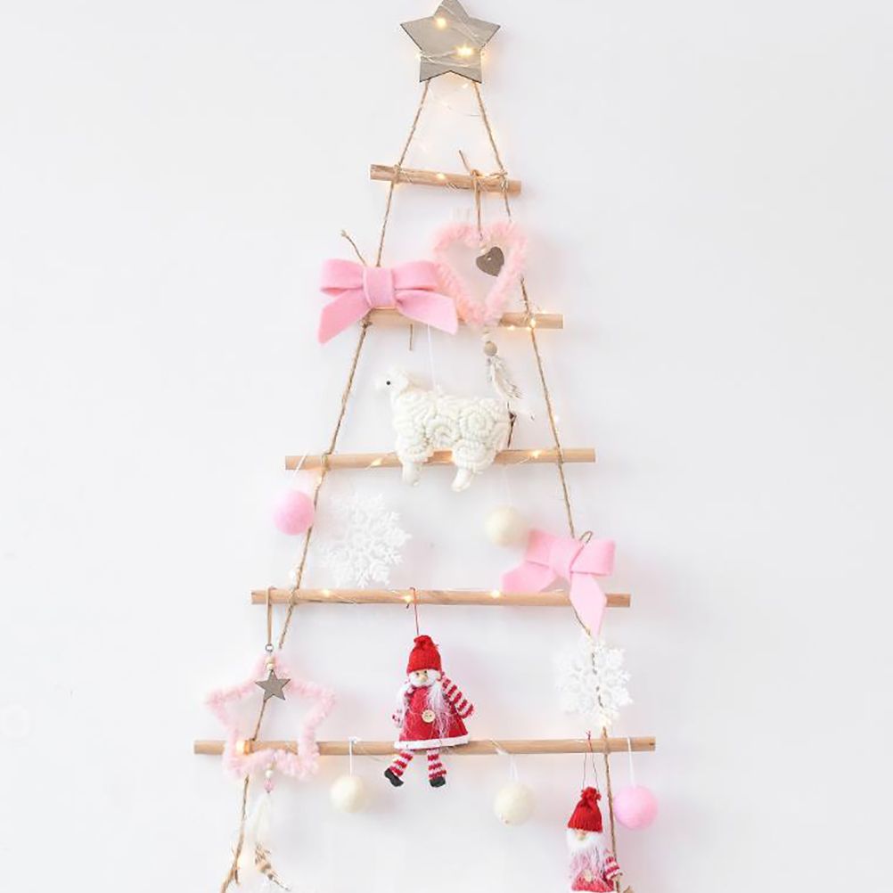 Wooden Hanging Ornaments with Star and Rope Decoration for Wall Christmas Tree view 3