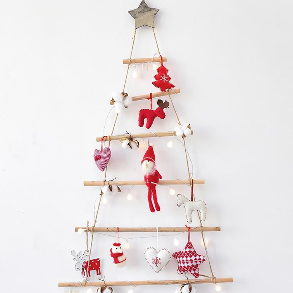 Wooden Hanging Ornaments with Star and Rope Decoration for Wall Christmas Tree view 4