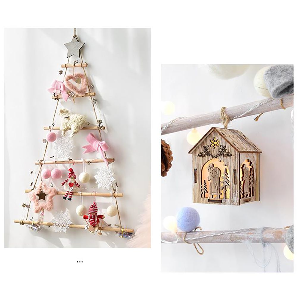 Wooden Hanging Ornaments with Star and Rope Decoration for Wall Christmas Tree view 6